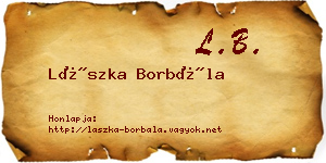 Lászka Borbála névjegykártya